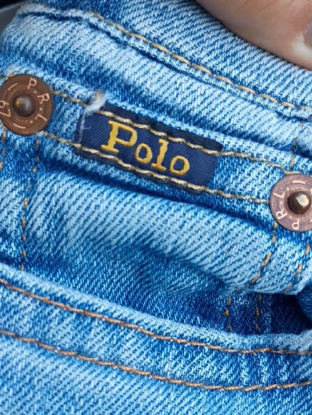 Ralph Lauren Polo Blue Denim Shorts with Gold Stitching